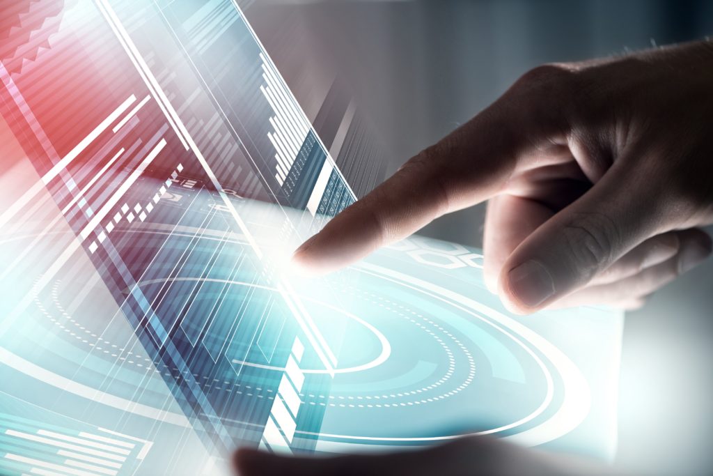 a finger touching a circular virtual panel, continuous scanning